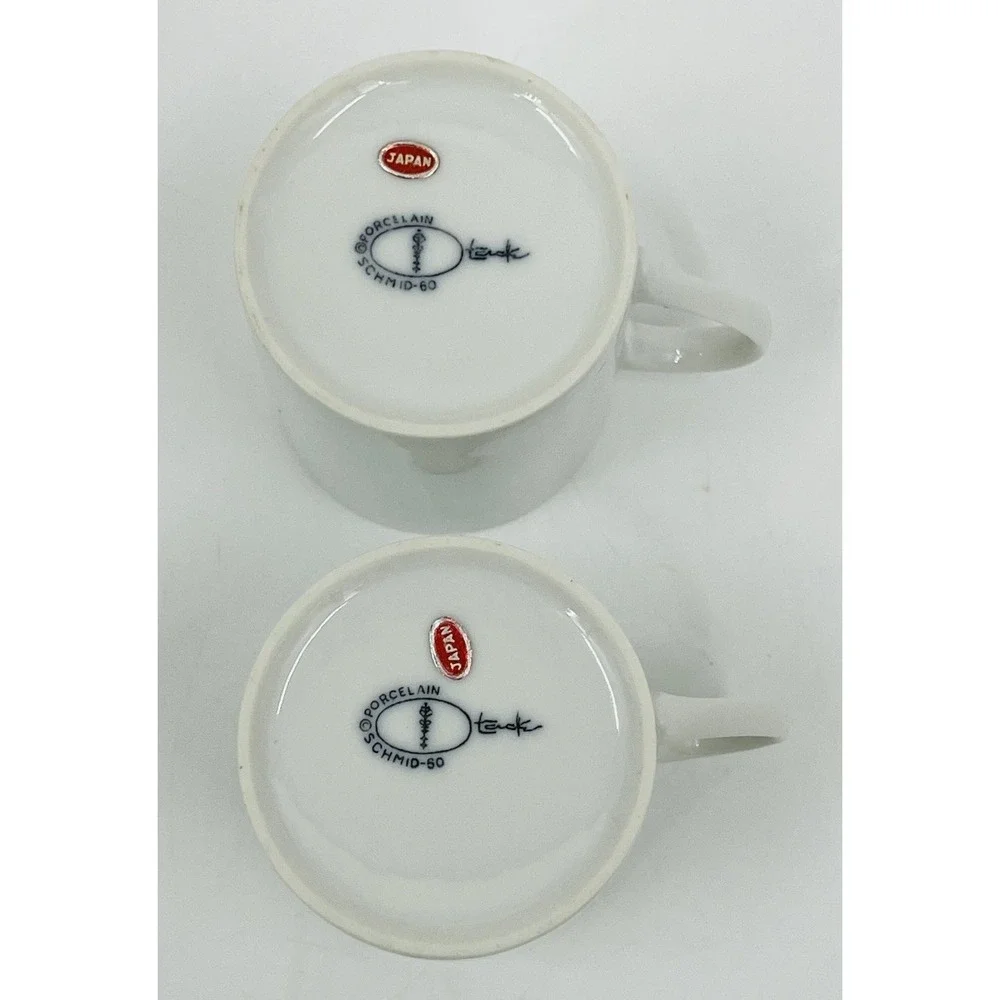 Vintage MCM Set 4 White Demitasse Espresso Cups Mugs Schmid Porcelain Japan